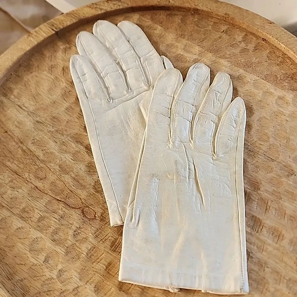 100% Silk & Leather Vintage Gloves WP 9633